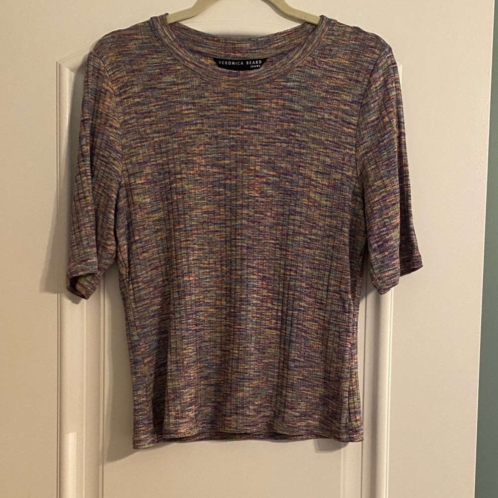 Veronica Beard Colorful Knit Short Sleeve Top